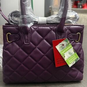 Badgley Mischka Purple Quilted Shoulder Bag